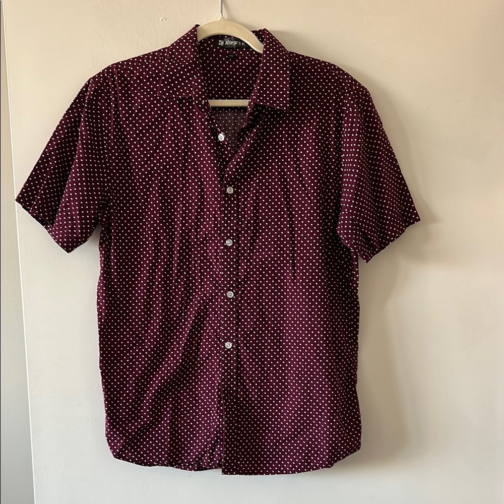 Men's Burgundy Polka Dot Shirt